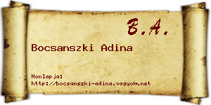 Bocsanszki Adina névjegykártya